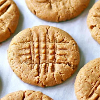 Plate of freshly baked 3-ingredient peanut butter cookies