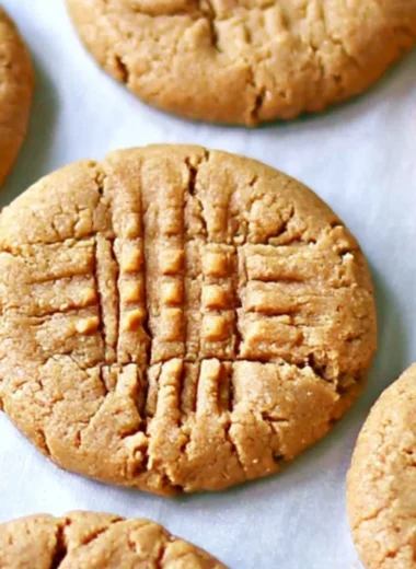 Plate of freshly baked 3-ingredient peanut butter cookies