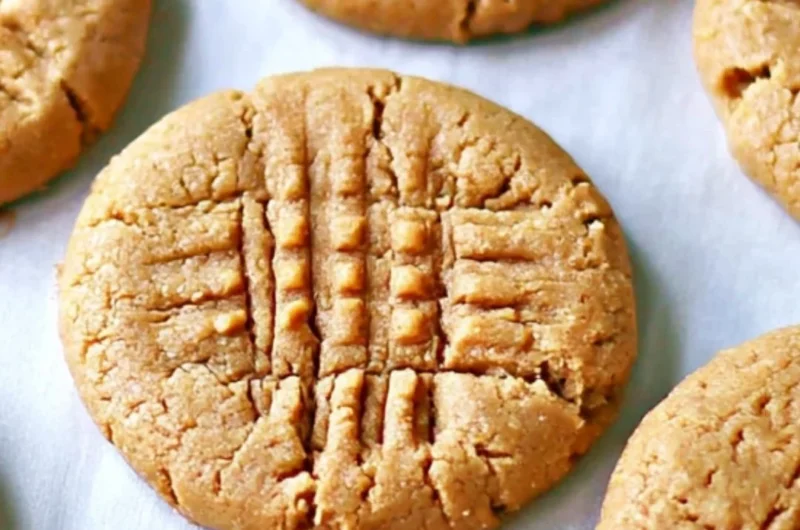 Plate of freshly baked 3-ingredient peanut butter cookies
