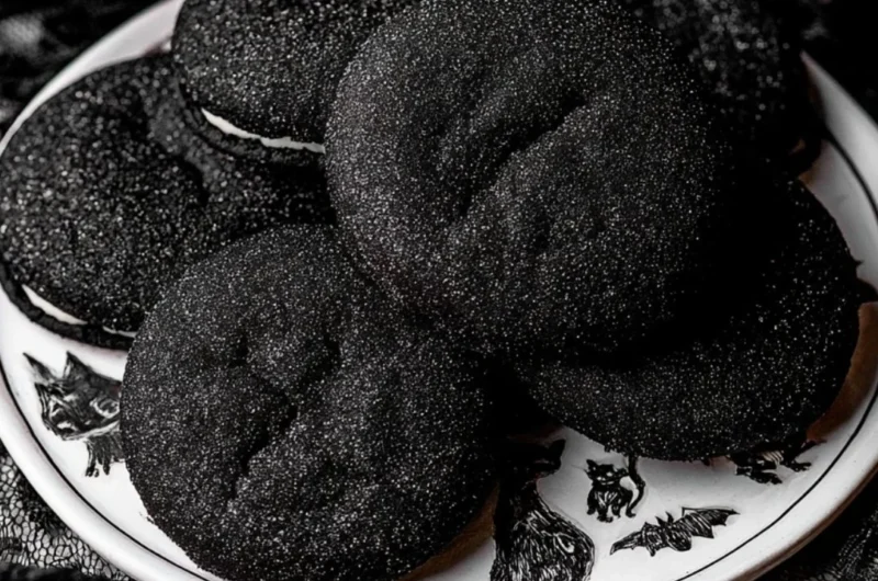 Black Velvet Cheesecake Cookies with cream cheese frosting on a plate