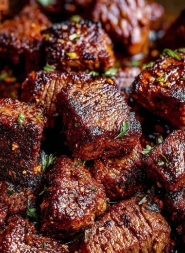 Delicious Cajun Butter Steak Bites served on a plate