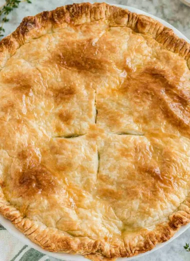 Homemade Chicken Pot Pie with golden crust and rich filling
