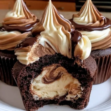 Delicious chocolate coffee cream cupcakes topped with creamy frosting
