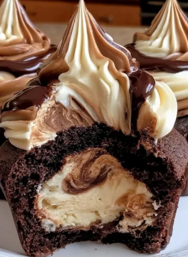 Delicious chocolate coffee cream cupcakes topped with creamy frosting