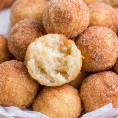 Delicious churros poppers served with chocolate dipping sauce