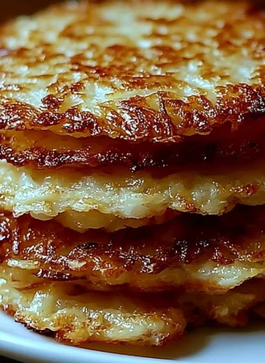 Crispy German potato pancakes garnished and ready to serve.