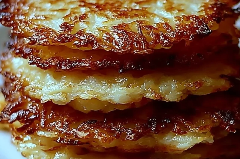 Crispy German potato pancakes garnished and ready to serve.