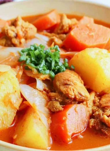 Delicious Dakbokkeumtang Korean chicken stew with vegetables and spices