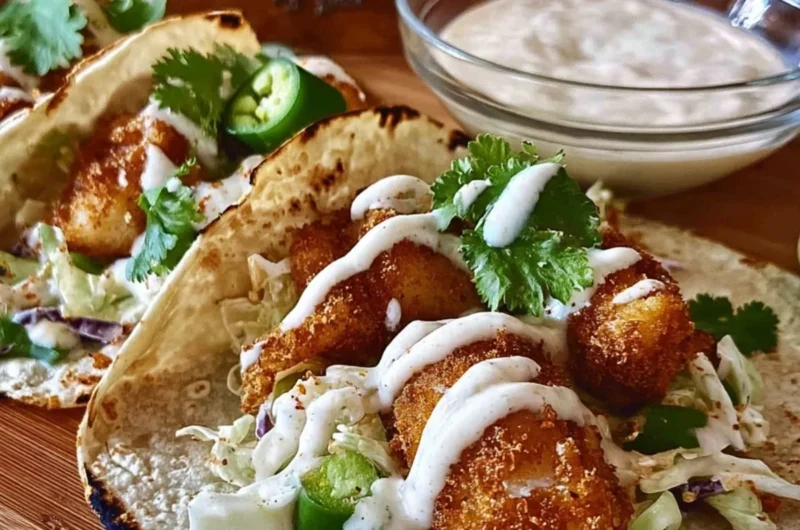 Delicious easy fish tacos served with fresh toppings and lime wedges