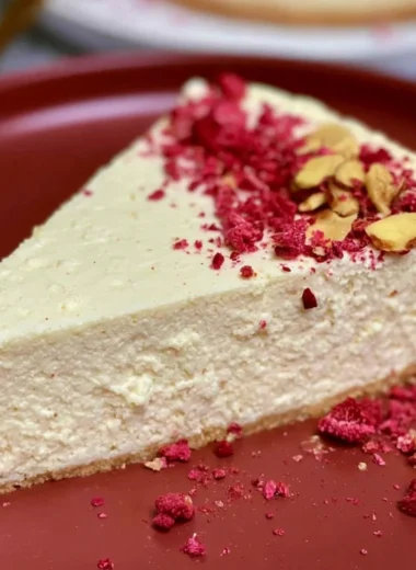Delicious gluten-free, sugar-free diabetic cheesecake slice on a plate