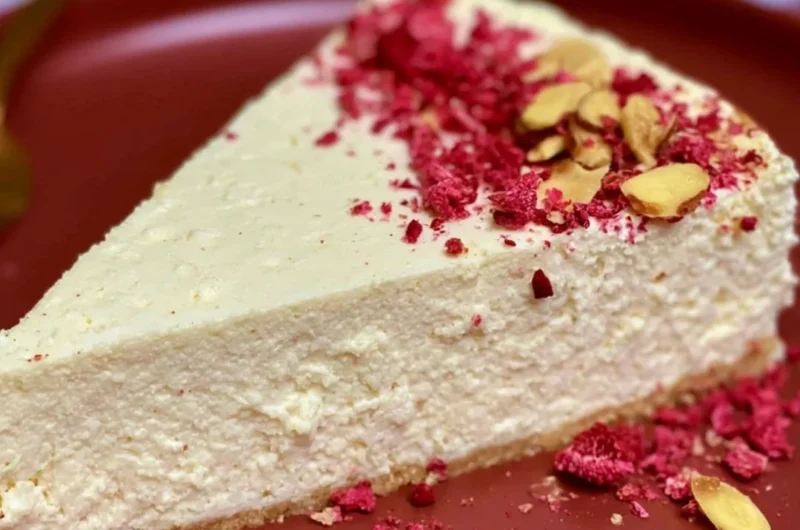 Delicious gluten-free, sugar-free diabetic cheesecake slice on a plate