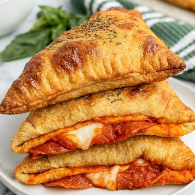 Homemade pizza pockets filled with cheese and toppings