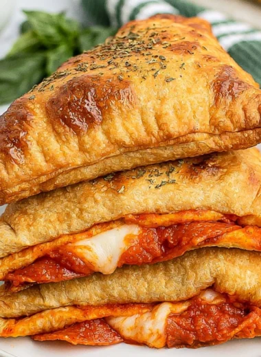 Homemade pizza pockets filled with cheese and toppings