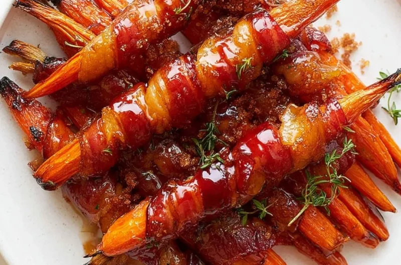 Maple Bacon Carrots - a sweet and savory side dish with crispy bacon and glazed carrots