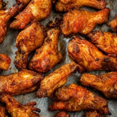 Delicious smoked chicken wings on a platter garnished with herbs.