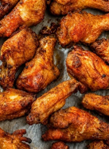 Delicious smoked chicken wings on a platter garnished with herbs.
