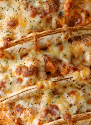 Baked chicken tacos with bacon and ranch dressing in a crispy shell