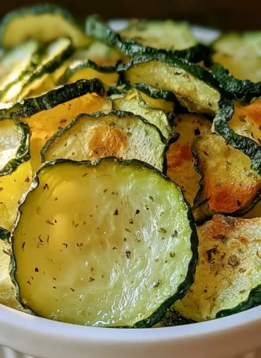 Crunchy ranch cucumber chips recipe on a wooden table
