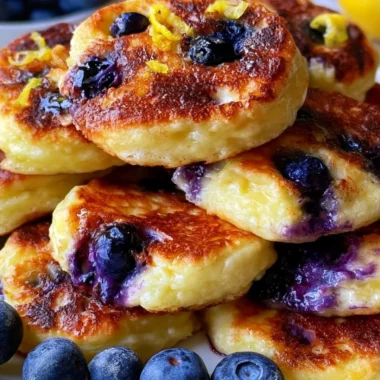Delicious lemon blueberry pancake bites with cottage cheese for a quick breakfast