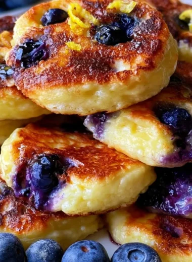 Delicious lemon blueberry pancake bites with cottage cheese for a quick breakfast