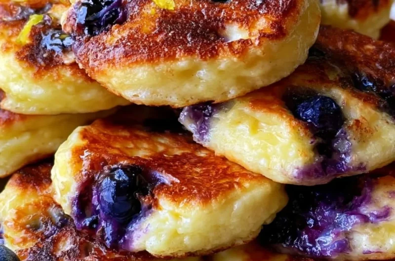 Delicious lemon blueberry pancake bites with cottage cheese for a quick breakfast