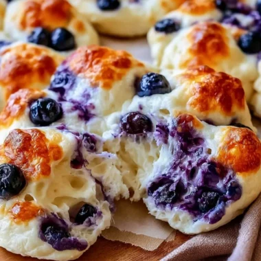 High Protein Blueberry Cloud Bread topped with fresh blueberries
