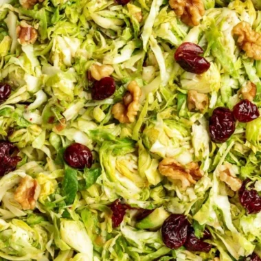 Fresh Shaved Brussels Sprouts Salad with vibrant ingredients