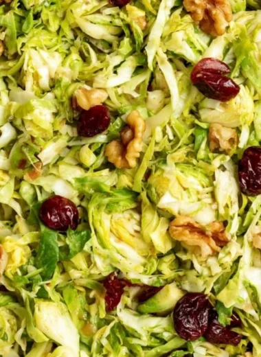 Fresh Shaved Brussels Sprouts Salad with vibrant ingredients