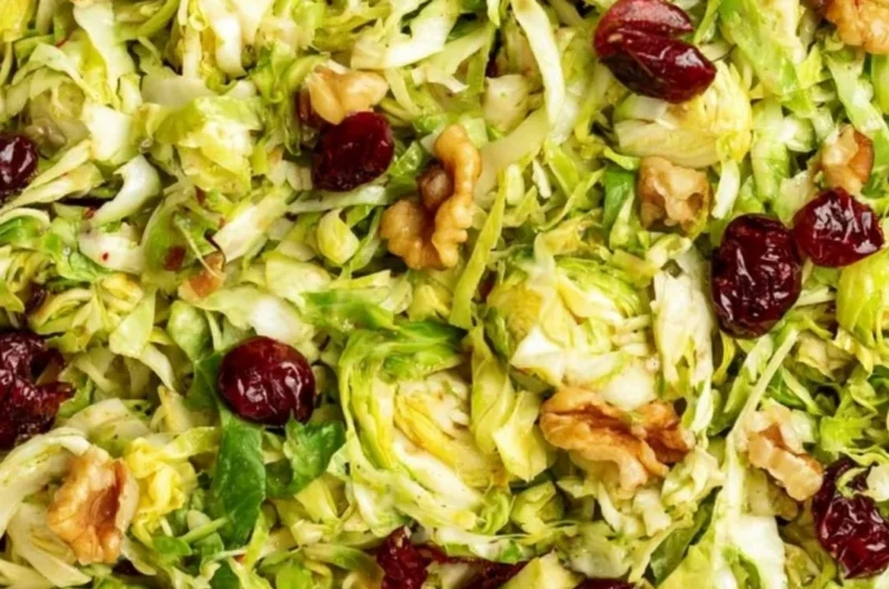 Fresh Shaved Brussels Sprouts Salad with vibrant ingredients
