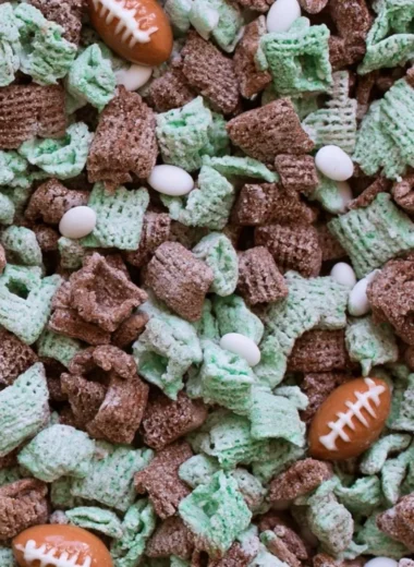 Football puppy chow snack mix delicious for dogs on game day