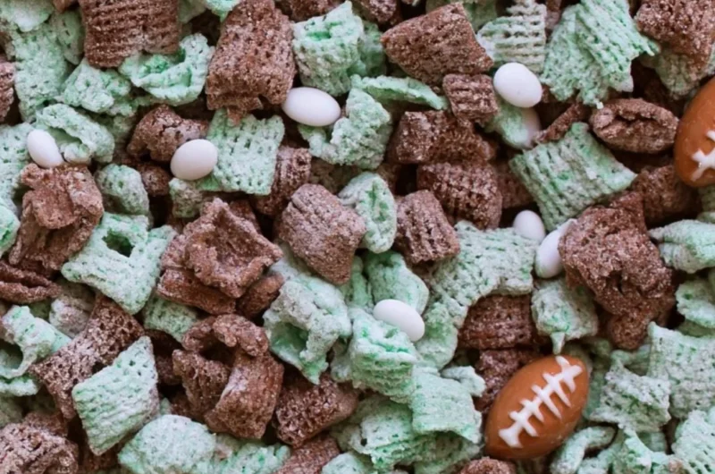 Football puppy chow snack mix delicious for dogs on game day