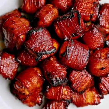 Delicious Bacon Chicken Bites appetizer served on a platter