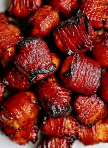 Delicious Bacon Chicken Bites appetizer served on a platter