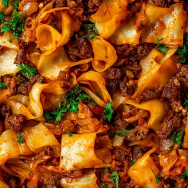 Cabbage and ground beef dish served on a plate