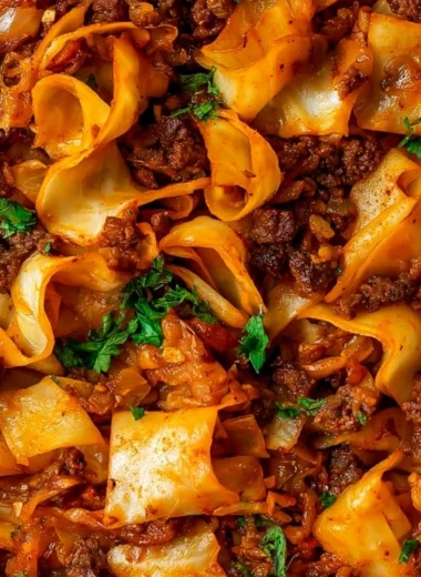 Cabbage and ground beef dish served on a plate