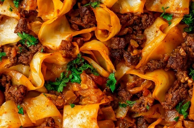 Cabbage and ground beef dish served on a plate