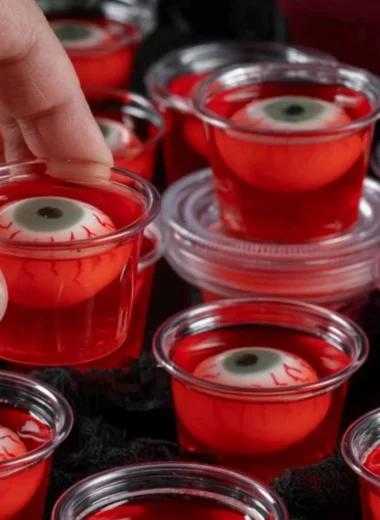 Creepy eyeball jello shots for Halloween party