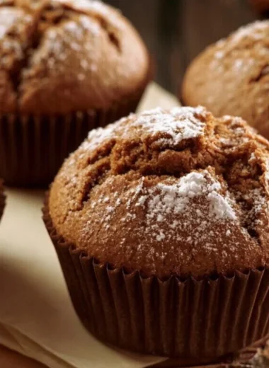 Freshly baked gingerbread muffins with spices and a warm, inviting aroma