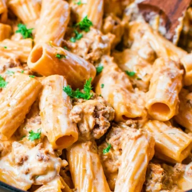 Delicious homemade cheeseburger pasta served in a bowl