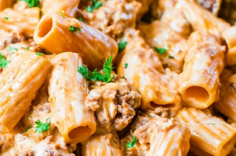 Delicious homemade cheeseburger pasta served in a bowl