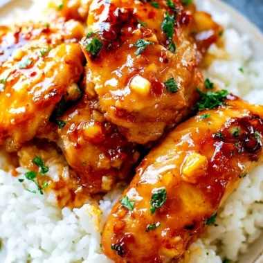 20 Minute Honey Garlic Chicken dish garnished with green onions