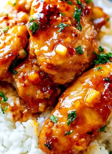 20 Minute Honey Garlic Chicken dish garnished with green onions