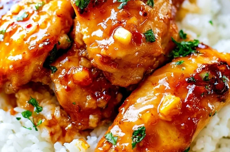 20 Minute Honey Garlic Chicken dish garnished with green onions