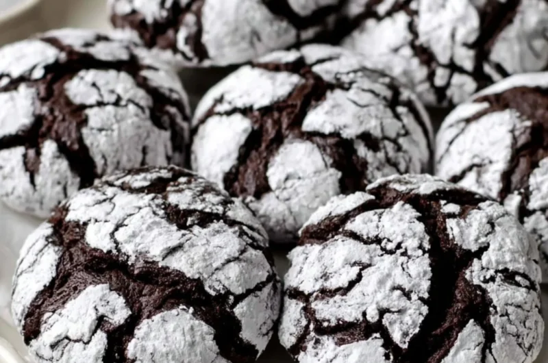 Delicious chocolate crinkle cookies with a powdered sugar coating