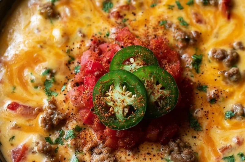 Bowl of Cowboy Cheese Dip served with tortilla chips