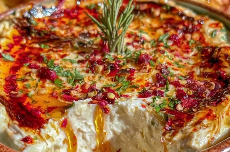Easy Hot Honey Boursin Dip served in a bowl, perfect for fall appetizers.