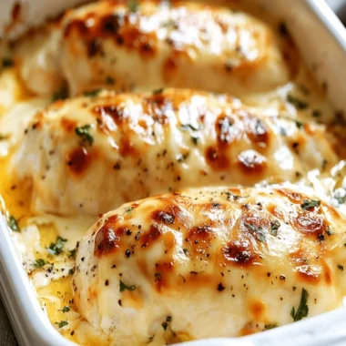Baked cream cheese chicken dish served on a plate with herbs