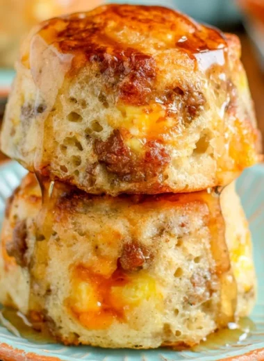 Delicious homemade McGriddle Muffins with sweet syrup and savory fillings