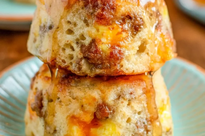 Delicious homemade McGriddle Muffins with sweet syrup and savory fillings
