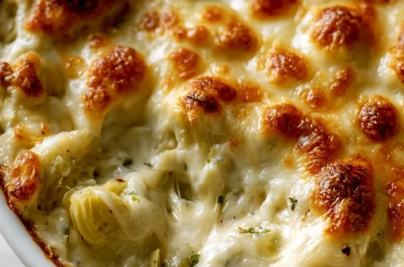 Delicious Paula Deen's artichoke dip served with crispy tortilla chips.